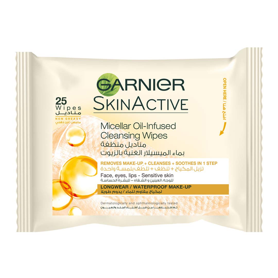 Garnier-Micellar-Oil-Infused-Cleansing-Wipes-25-Pcs.jpg مناديل ازالة المكياج Garnier Micellar Oil Infused Cleansing Wipes 25 Pcs - الصورة 1