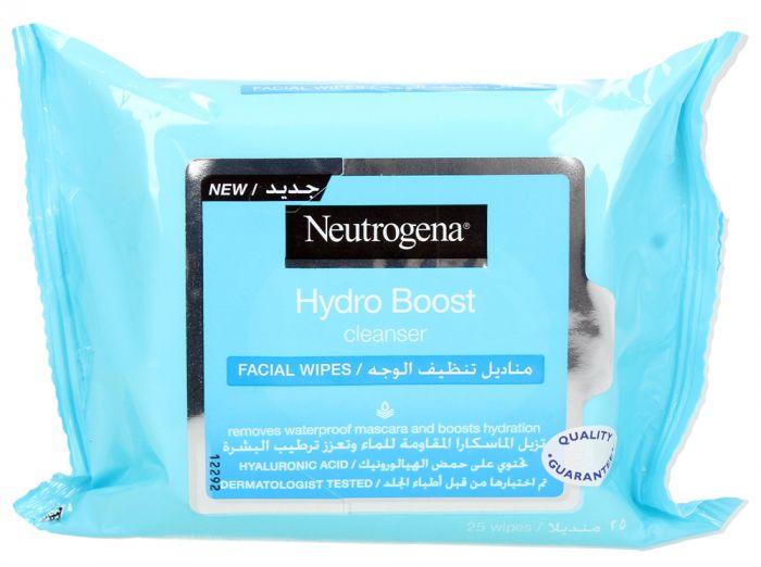 Neutrogena-Hydro-Boost-Cleanser-Wipes-25-Pcs.jpg مناديل ازالة المكياج Neutrogena Hydro Boost Cleanser Wipes 25 Pcs - الصورة 1