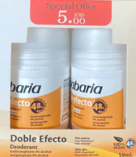 Offer Babaria Double Effect Deodorant Roll On 50ml - 2 Pcs Special Price