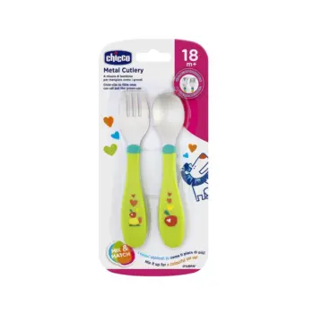 Chicco Metal Cutlery Green 18M+