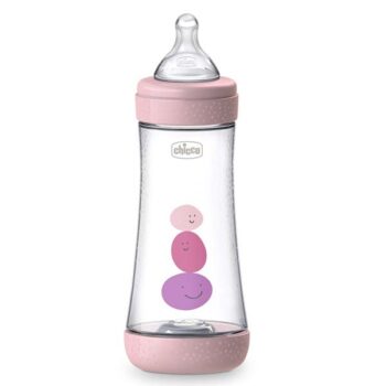 Chicco Perfect 5 Fast-Flow Bottle (Pink) 4M+, 330Ml