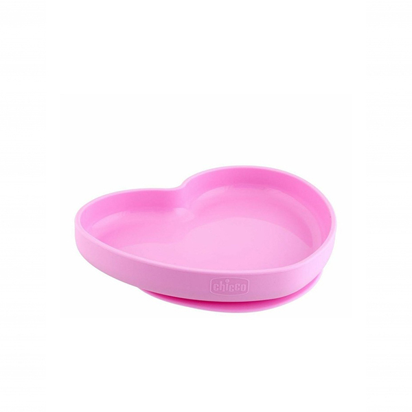 Chicco Silicone Heart Shaped Plate Pink 9M+ Chicco Silicone Heart Shaped Plate Pink 9M+