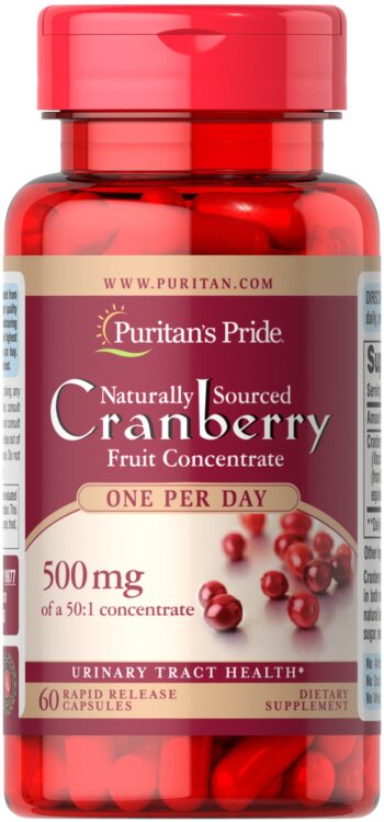 Puritans Pride Cranberry 500mg 60 Capsules Buy 1 Get 1 Free